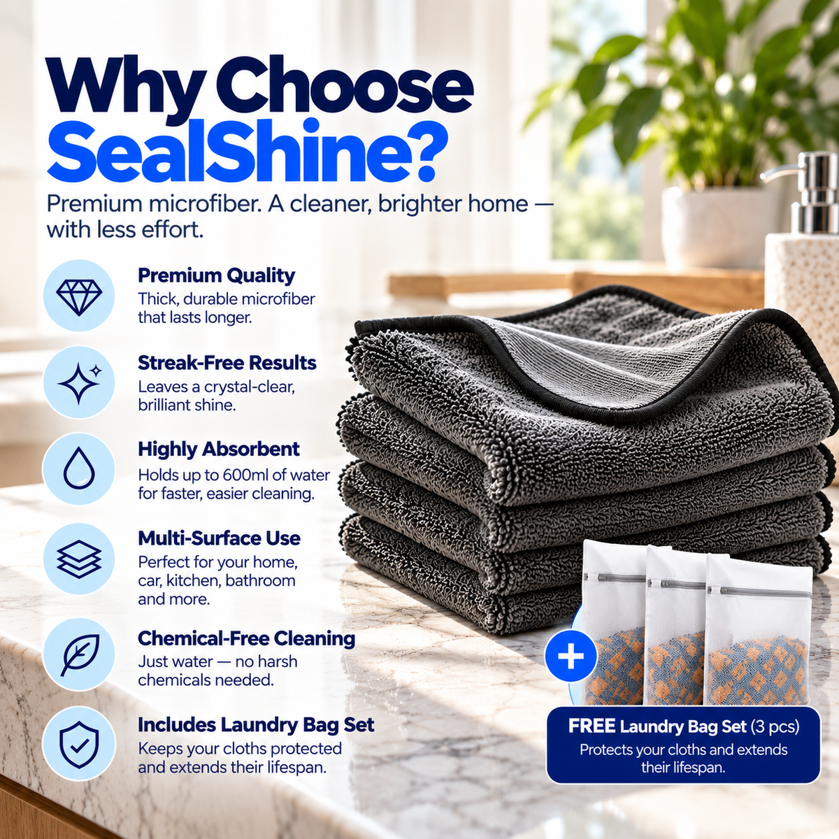 SealShine | Signature Shine Cloth Home Pack – 60 × 40 cm