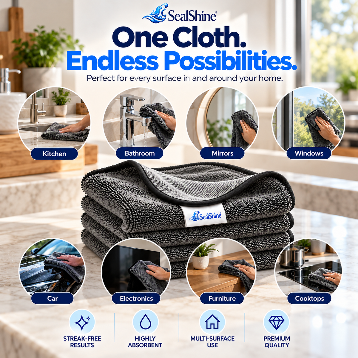 SealShine | Signature Shine Cloth Home Pack – 60 × 40 cm