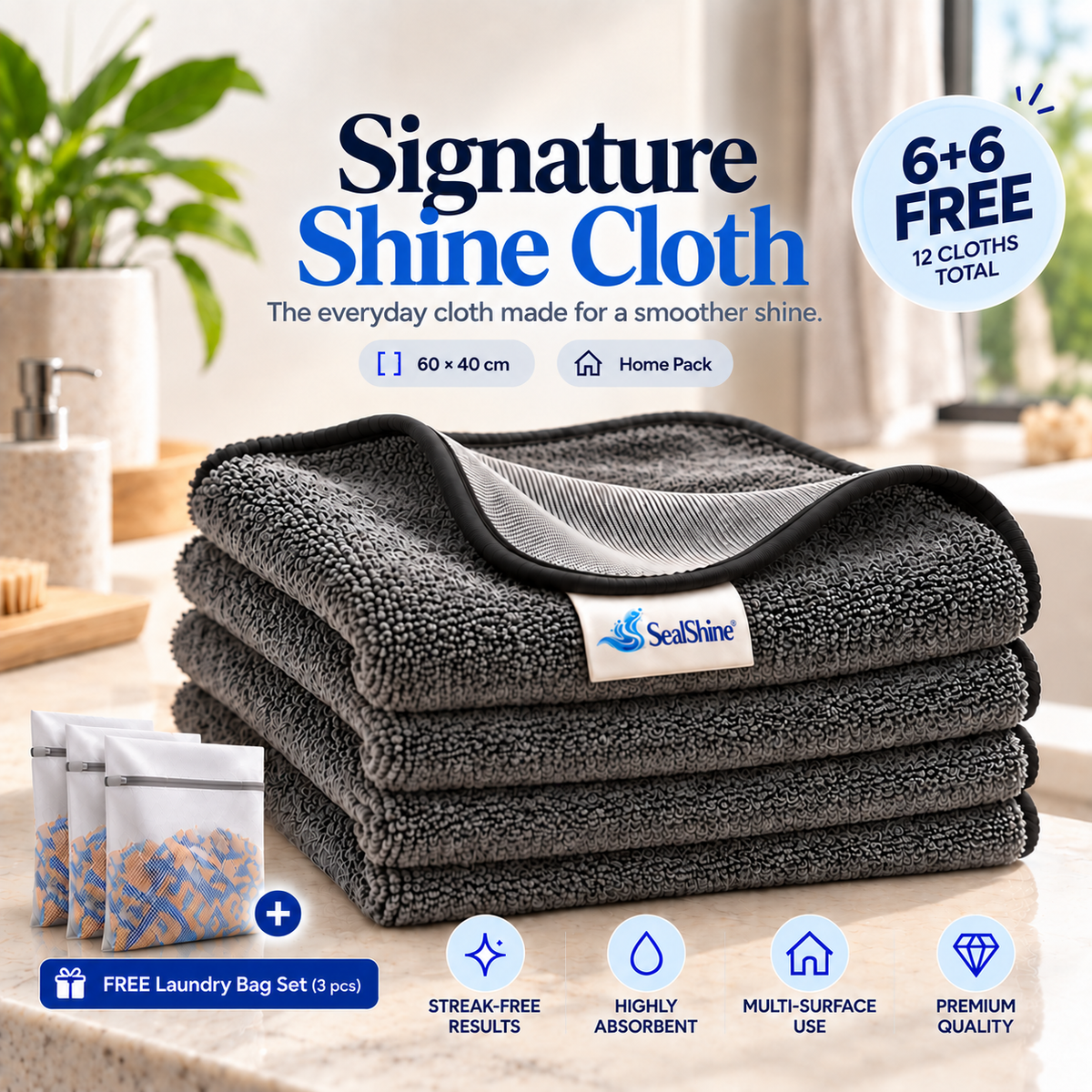 SealShine | Signature Shine Cloth Home Pack – 60 × 40 cm
